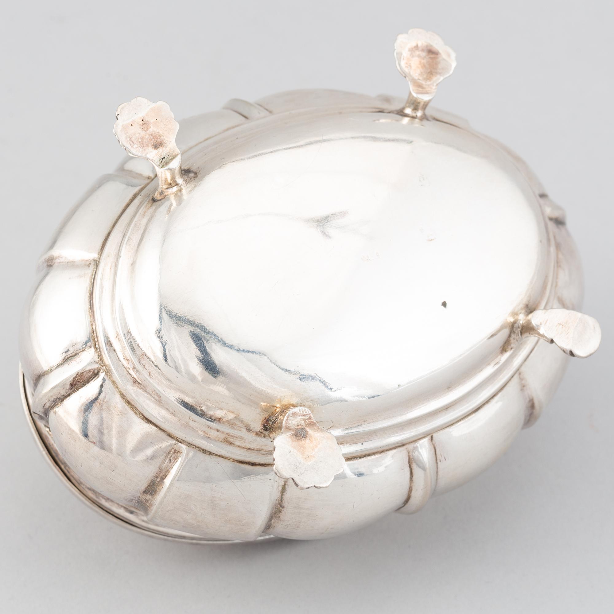 A late baroque silver sugar box, circa 1750, probably Germany.