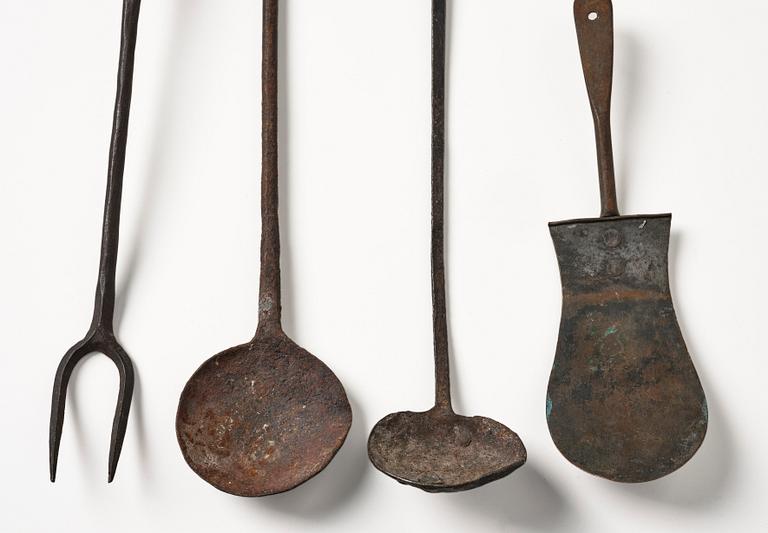 A set of four kitchen utensils, 18th/19th century.