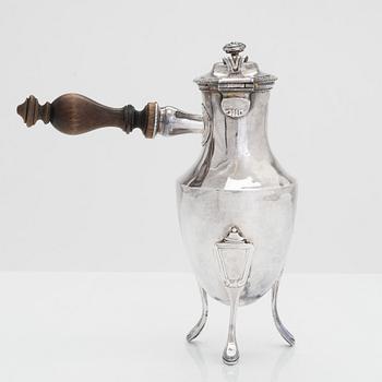 A French silver chocolate pot, Paris 1798-1809. Maker's mark LJMR.