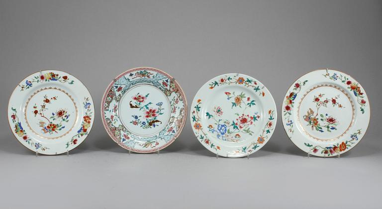 TALLRIKAR, 4 st, porslin, Kina, 1700-tal.