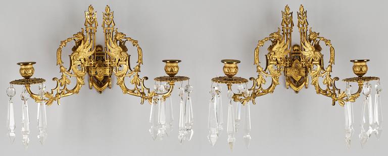 APPLIQUER, ett par, eklekticism, 1800-talets sista kvartal.