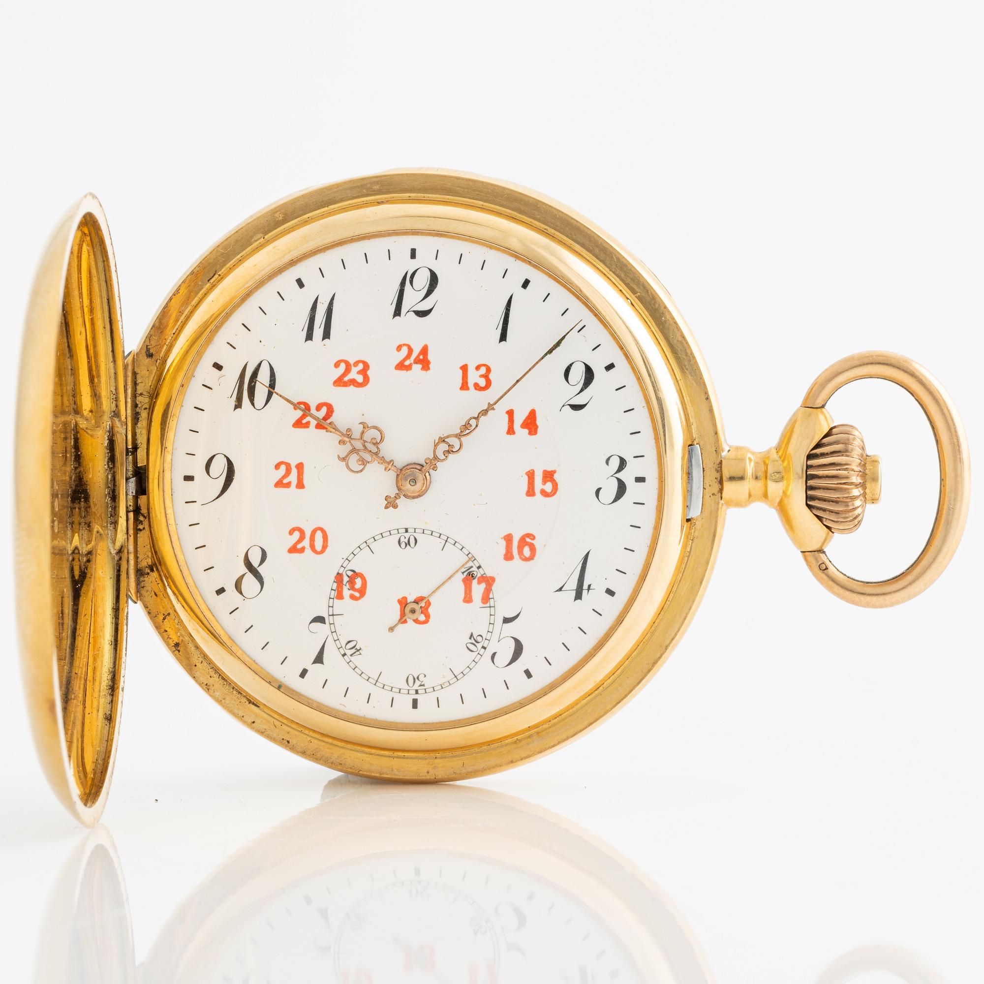 Fickur, savonett, 18K guld, 52,5 mm.