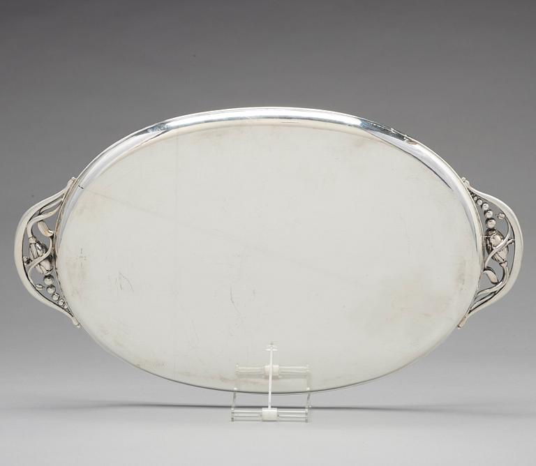 Georg Jensen, a Blossom sterling tray, Copenhagen 1933-44, design nr 2E.