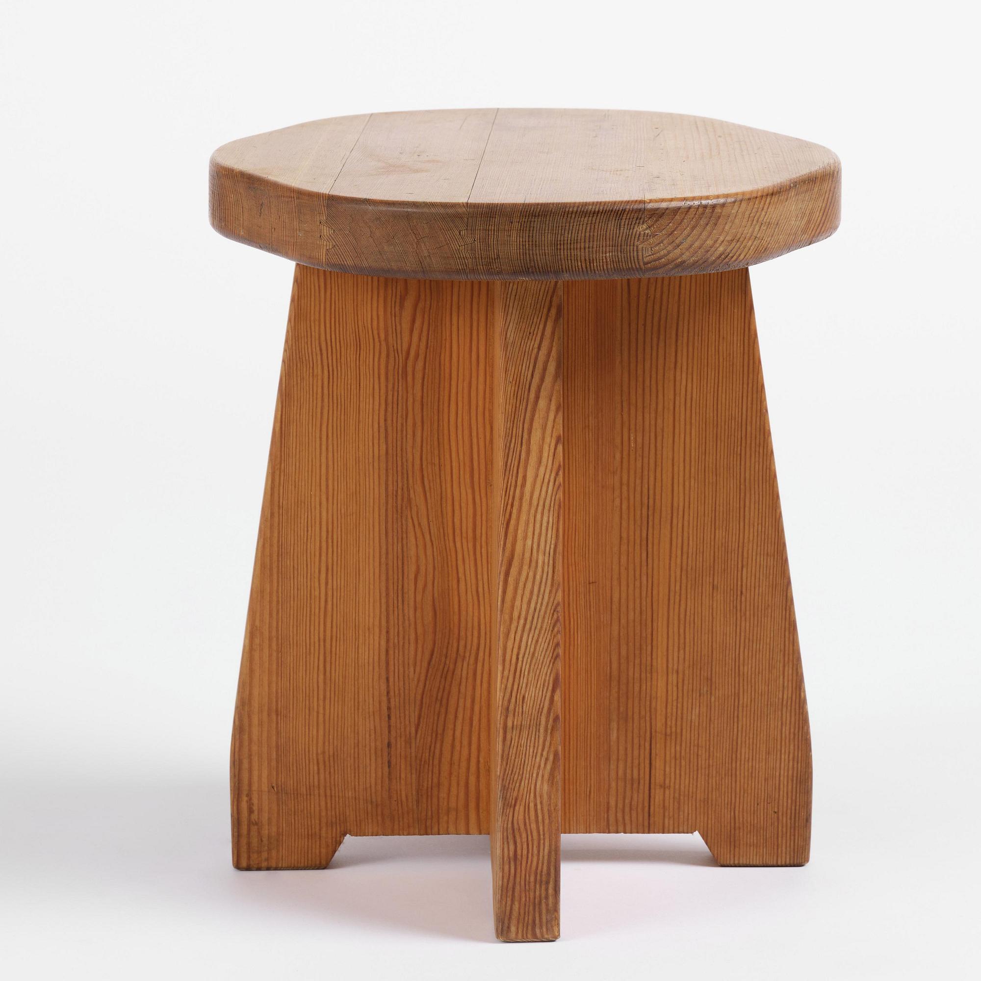 David Rosén, a stained pine "Berga" stool, Nordiska Kompaniet, Sweden, 1940s.