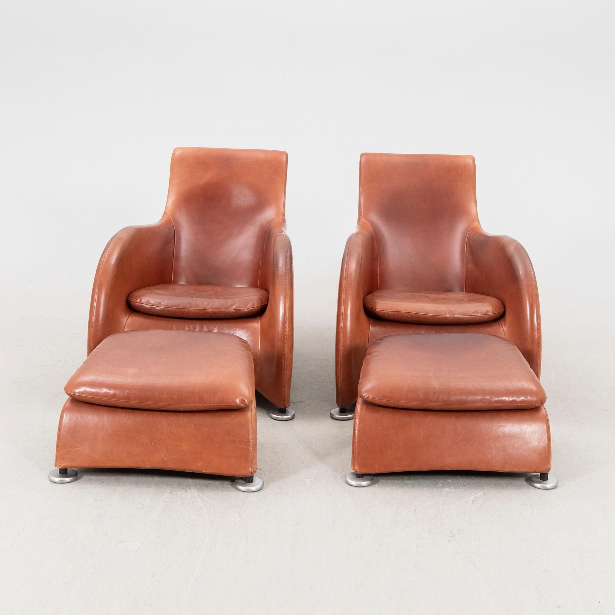 Gerard Van Der Berg, armchair with footstool 1 pair "Loge" for Montis Netherlands late 20th century.