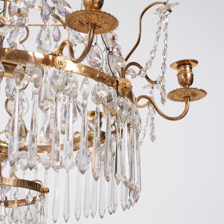 A Gustavian six-light chandelier, late 18th century.