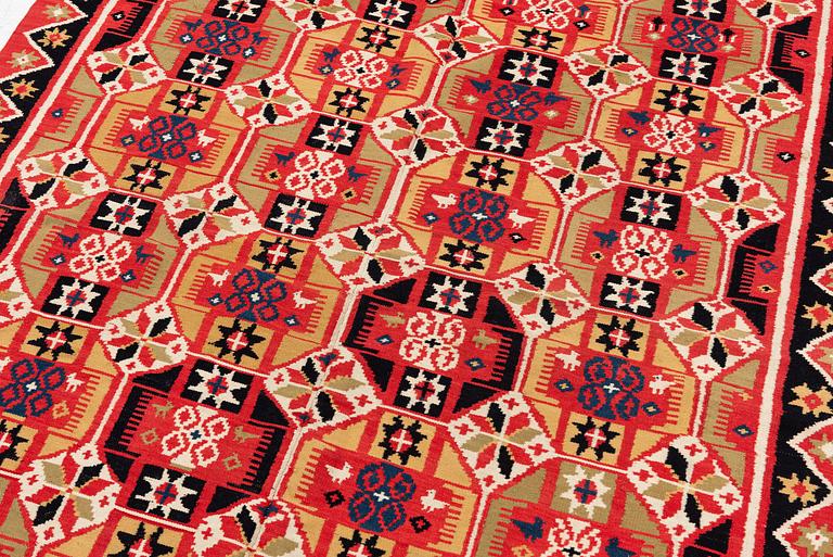 A double-interlocked tapestry bed cover, c. 188 x 129 cm, Scania, Färs, Gärds or Villands district, around 1800-1830.