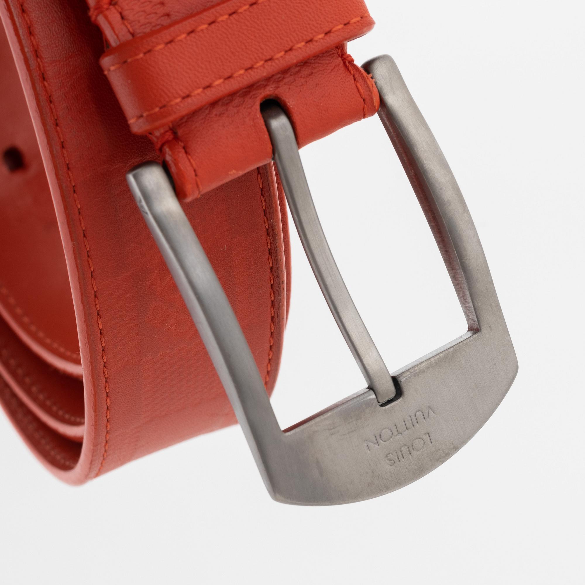 Louis Vuitton, a red Damier Infini 'Detroit' belt, size 100, 2013.