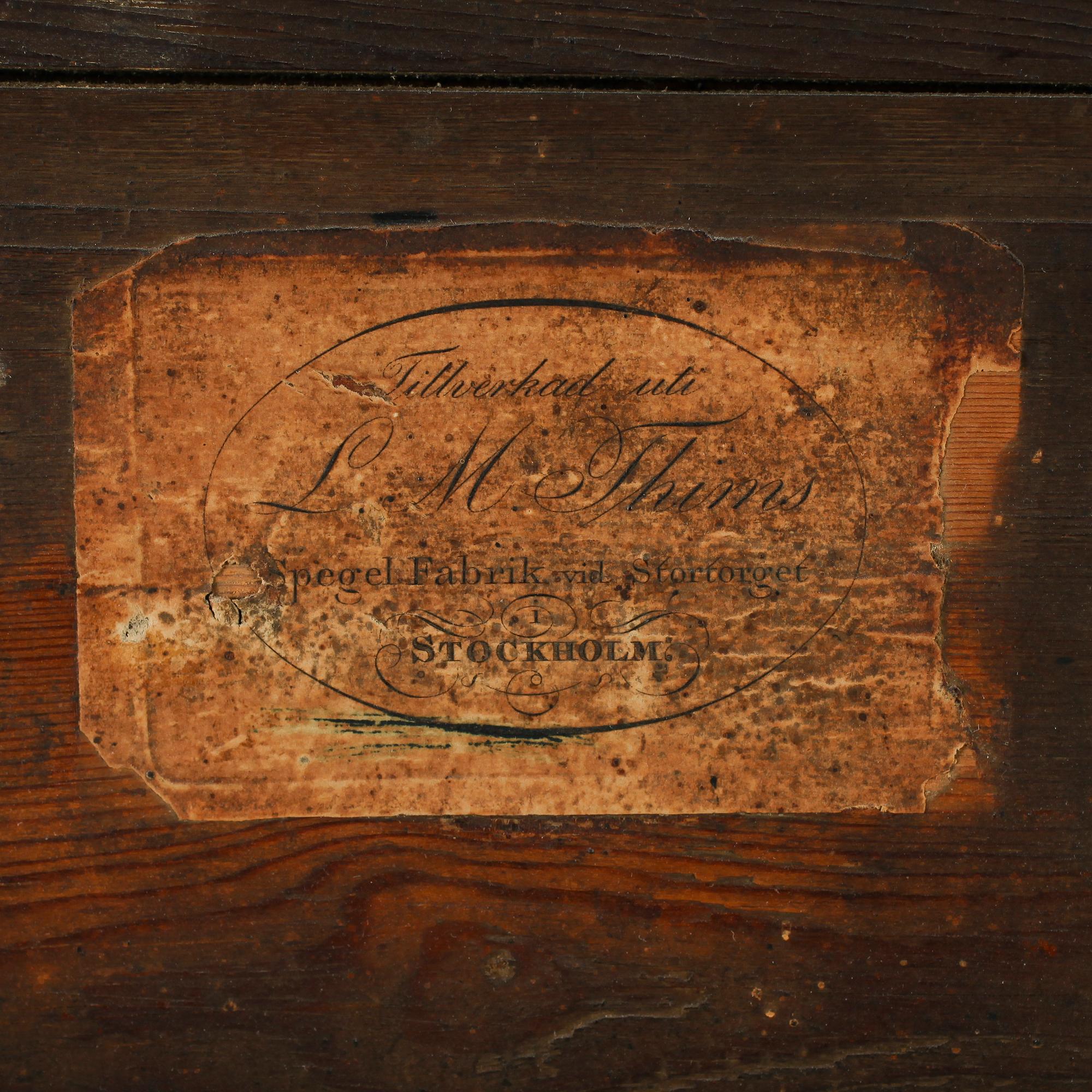 SPEGEL, empire, LM Thims Spegelfabrik, Stockholm, 1800-talets början.