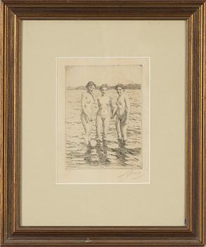 Anders Zorn, etching, 1910, signed in pencil.