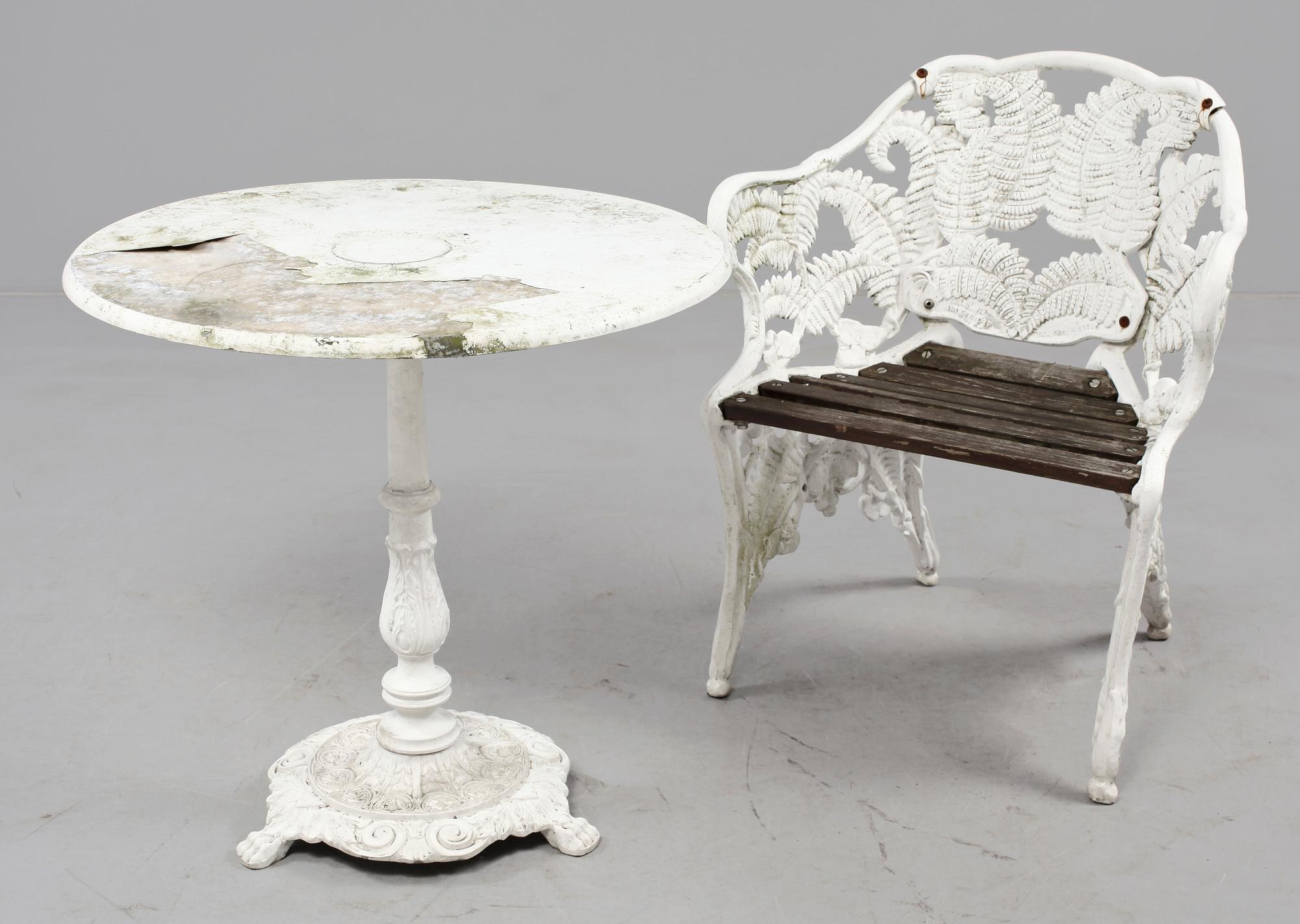 KARMSTOL och BORD, Melins metallgjuteri Anderstorp, 1900-tal.