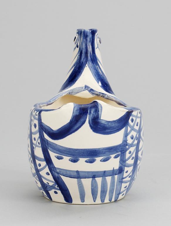 A Pablo Picasso 'Sujet poule' faience ewer, Madoura, Vallauris, France 1954.