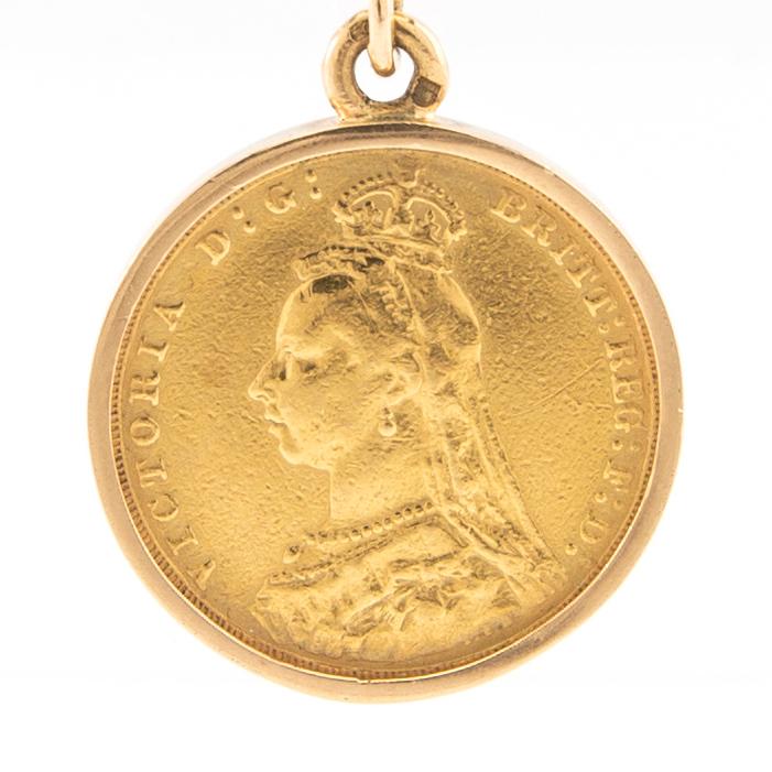 Gold coin Victoria D:G: BRITT:REG:F:D:, Great Britain 1888.