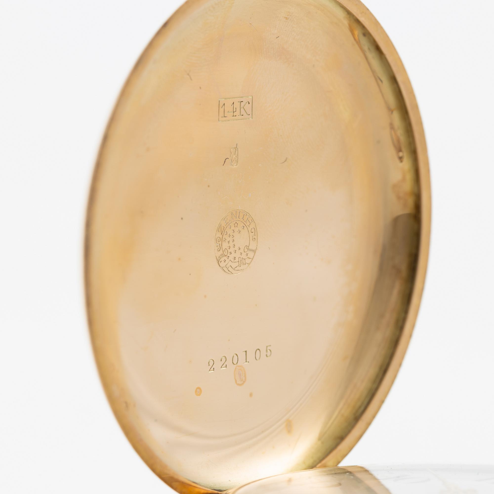 Zenith, pocket watch, hunter, 51 mm.