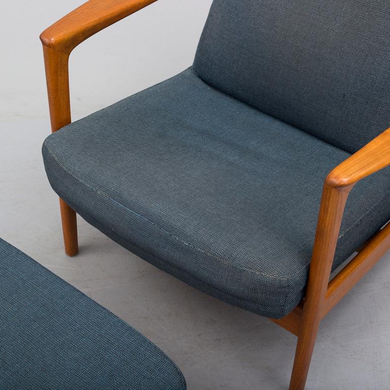 A 1950/60 easy chair and foot stool,  "Siesta" by Folke Ohlsson for Dux.