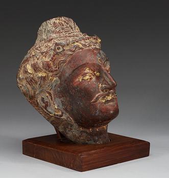 A grey schist head of a Bodhisattva, Ghandara, presumably circa AD 3rd Century.