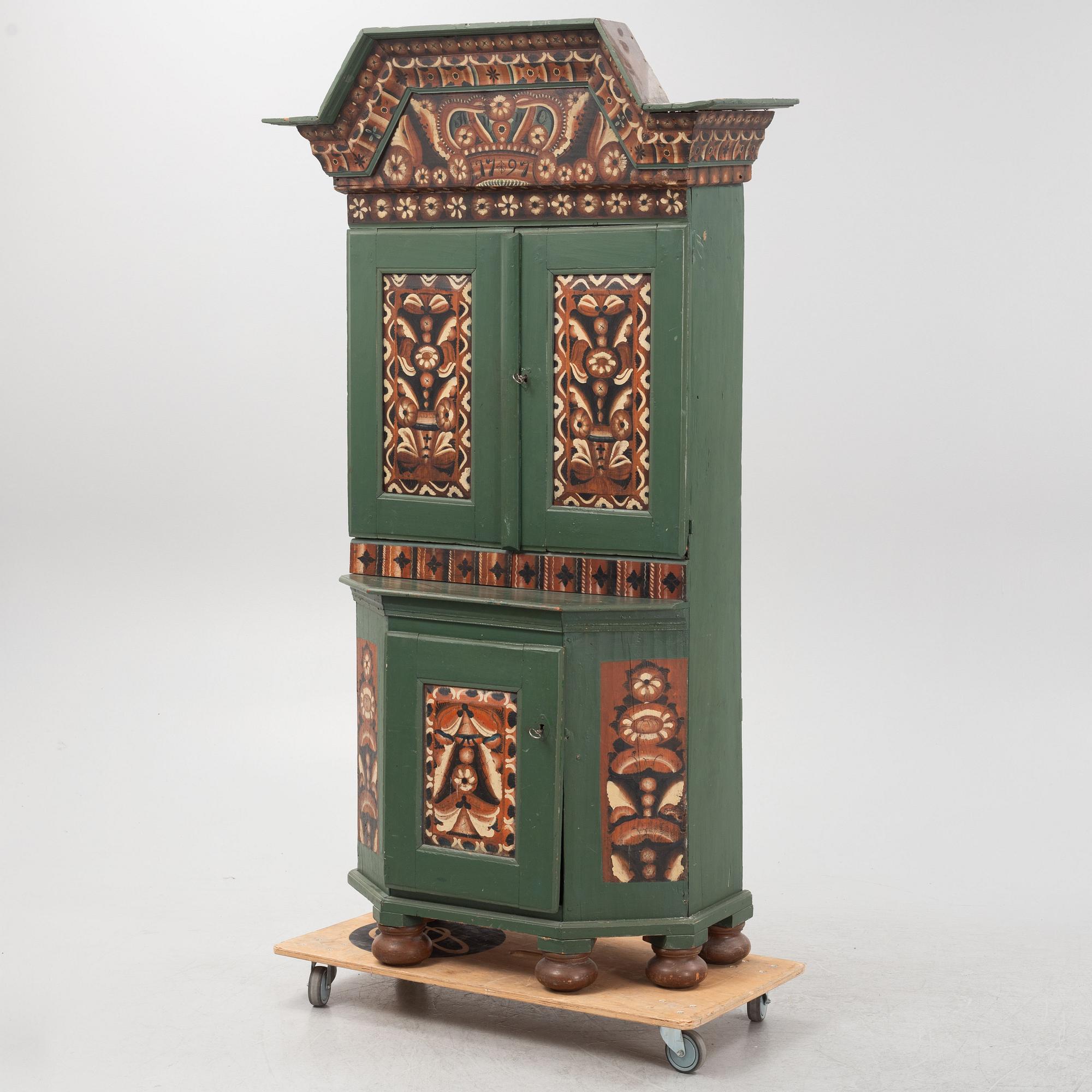 Cabinet, folk art, Dalarna, dated 1797.