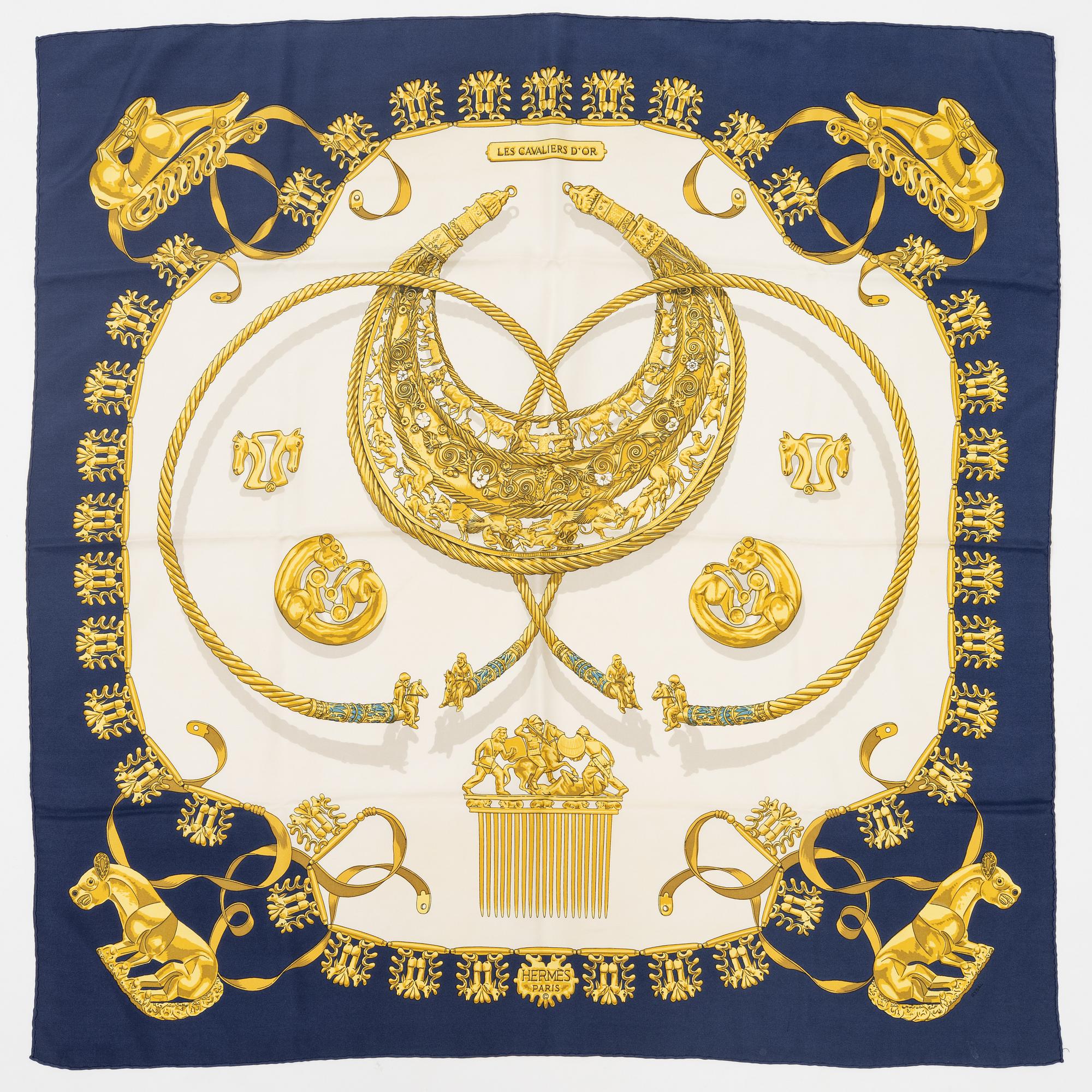 Hermès, scarf, "Les Cavaliers d'Or".