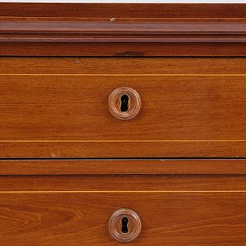 A late Gustavian mahogany writing commode in the manner of I. Löfgren, Stockholm circa 1800.