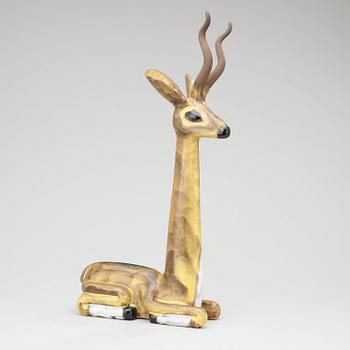 A Vicke Lindstrand stoneware figure of a gazelle, Upsala-Ekeby, 1948-60.