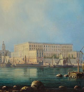Per Wilhelm Cedergren, The Royal Palace, Stockholm from the lake Saltsjön.