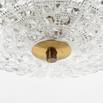 Carl Fagerlund, a glass and brass ceiling light, Orrefors, second half of the 20th Century.