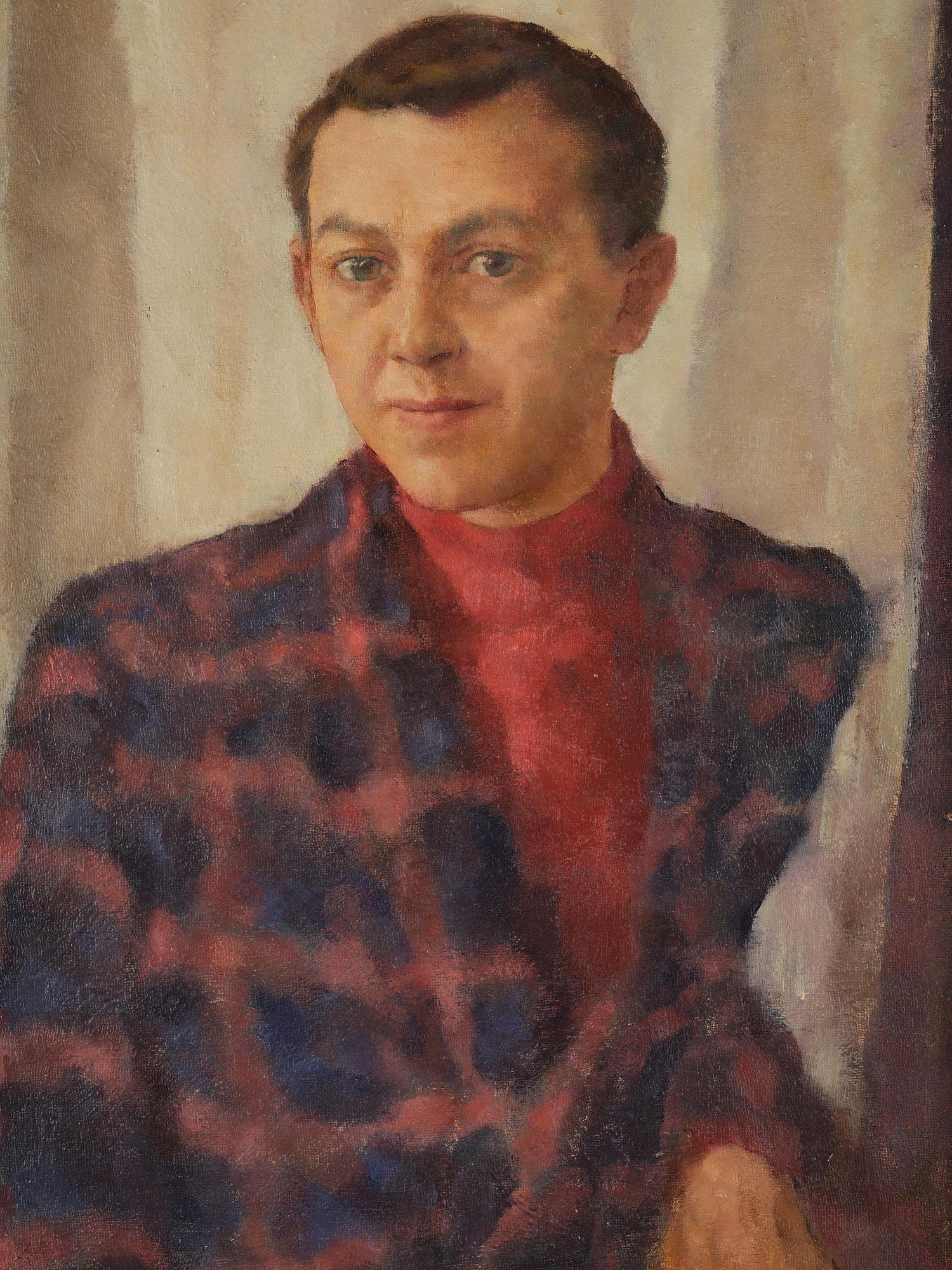 Lotte Laserstein, "Porträtt av en Gentleman i morgonrock (Jascha Golowanjuk)".