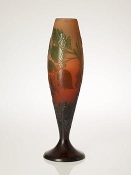 An Emile Gallé Art Nouveau cameo glass vase, Nancy, France.