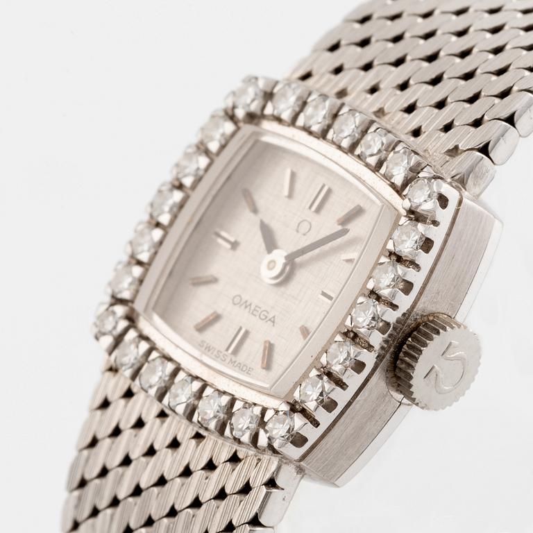 Omega, white gold and eight cut diamond ladies watch.