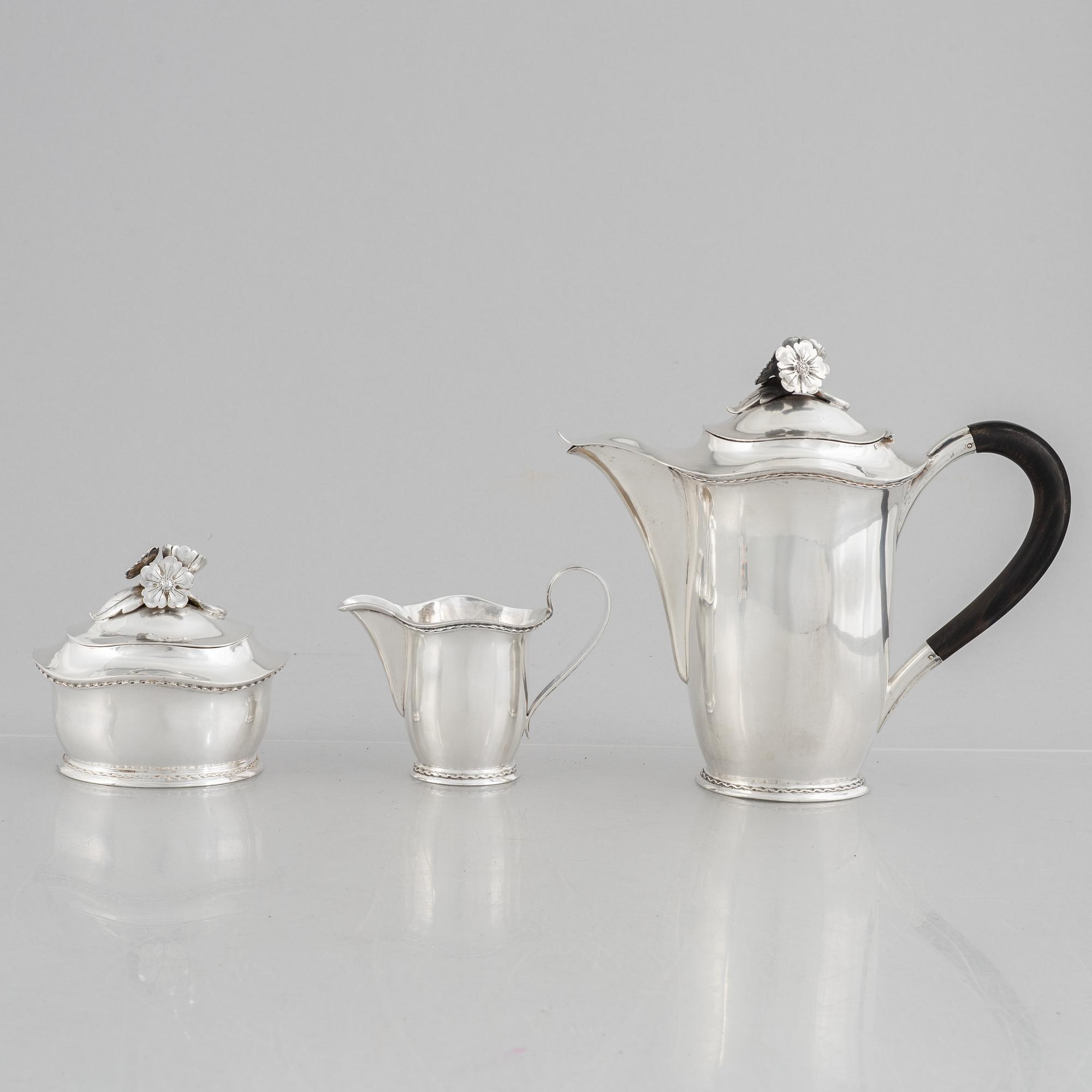 A Swedish silver coffee service, marks of Carl Fredrik Carlman, Stockholm 1945-1947.