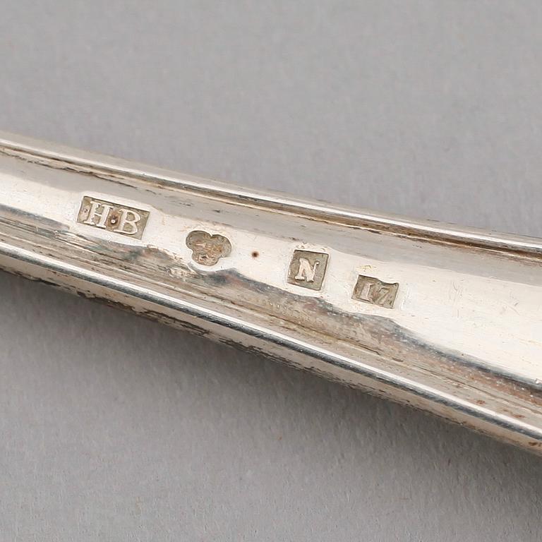 MATSKEDAR, 7 st (6+1), silver, svenska stämplar 1800-/1900-tal. Vikt ca 456 gram.