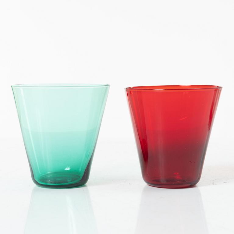 Kaj Franck, drinking glasses, 6 pcs, model 2744 and a pitcher, 1610, Nuutajärvi-Notsjö 1950s/60s.