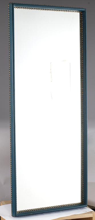 A wall mirror attributed to Otto Schulz by Boet, 1930's-40's in blue artificial leather.