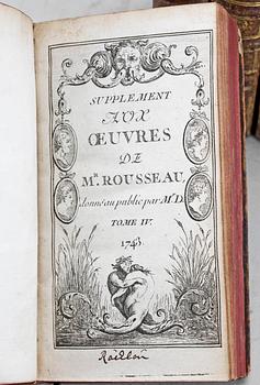 BOKVERK, 4 vol, "Oeuvres diverses de Mr Rousseau", Amsterdam 1743.