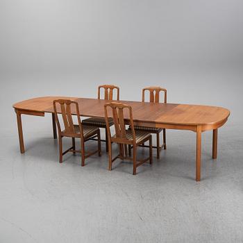 Carl Malmsten, A five-piece walnut 'Ambassadör' dining suite by Carl Malmsten.