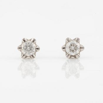 Earrings, a pair, 18K white gold with small brilliant-cut diamonds.