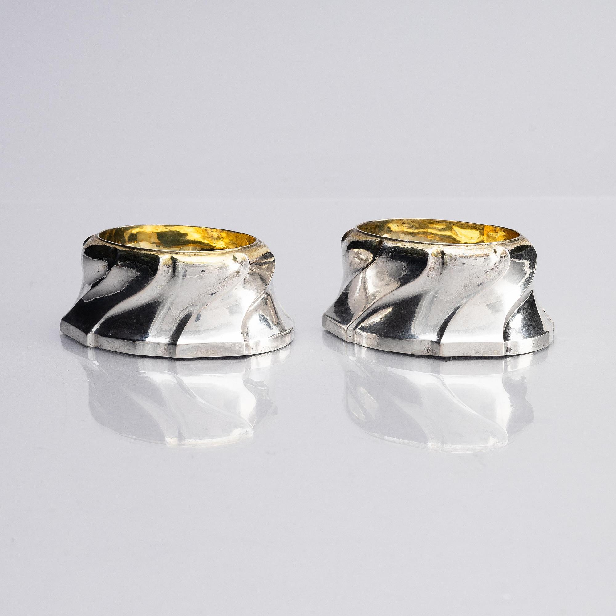 A pair of Swedish 18th century parcel-gilt salt-cellars, marks of Petter Friedrich Moldenhauer, Stockholm 1748.