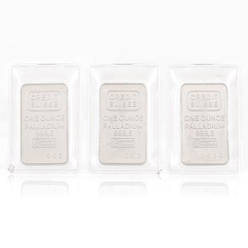 TACKOR, 3 st. Palladium, 1 ounce vardera, Credit Suisse.