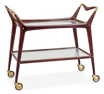 5. An Italian palisander and brass serving cart, 1950's.