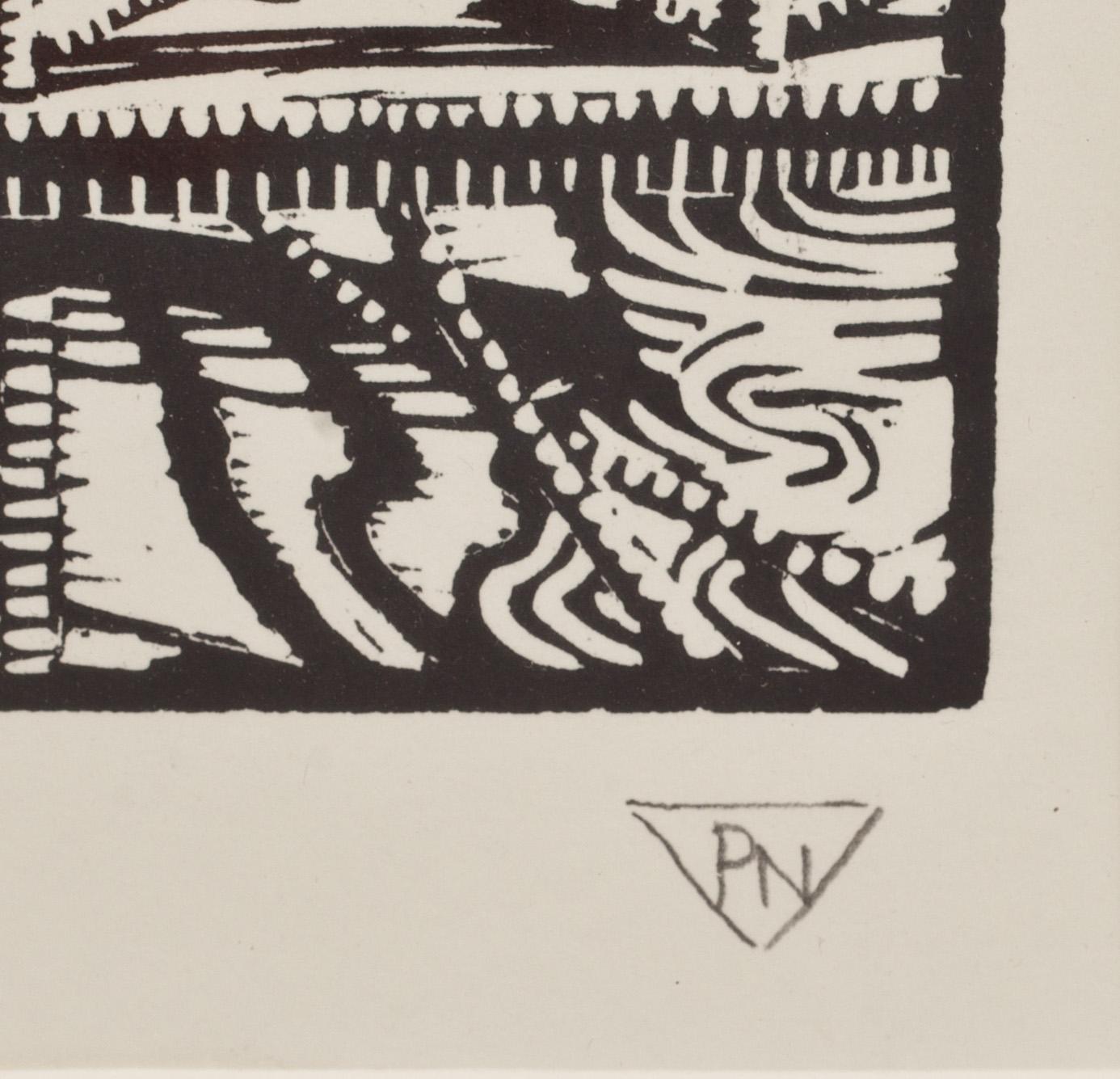PALLE NIELSEN, linoleumsnitt, monogramsignerad, E.T.