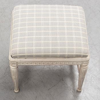 A pair of gustavian late 18th century stools by Erik Öhrmark (master in Stockholm 1777-1813).
