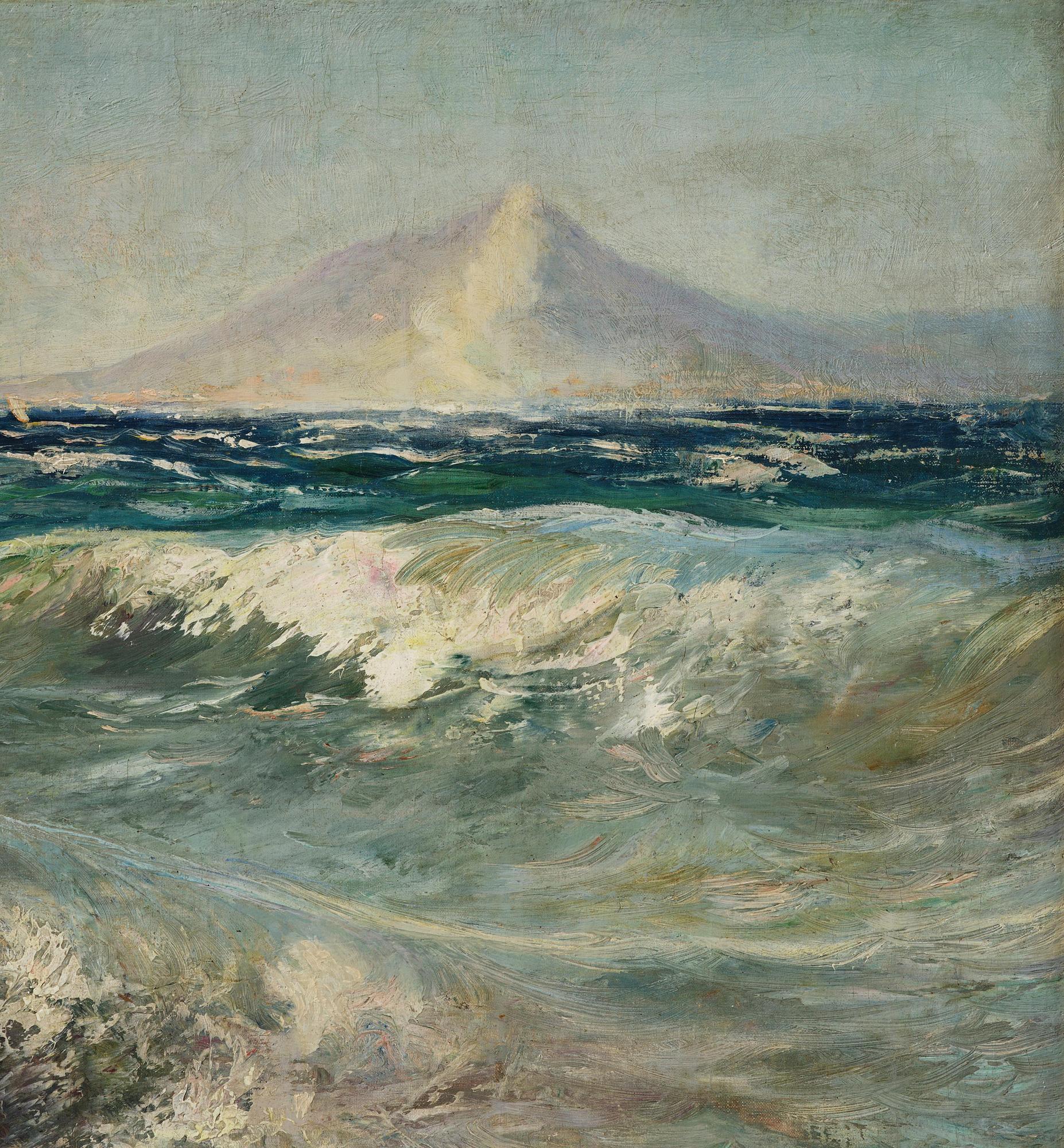 Anshelm Schultzberg, Vy över Neapelbukten med Vesuvius i bakgrunden.