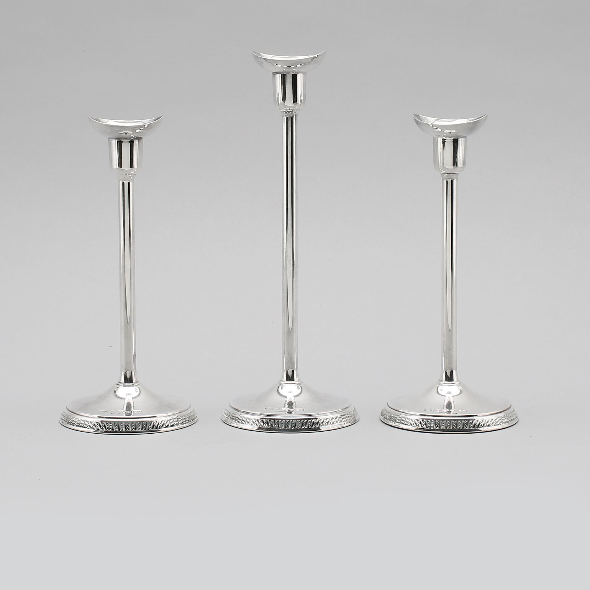 LJUSSTAKAR, 3 st, silver, Ainar Axelsson, GAB, Stockholm 1968.