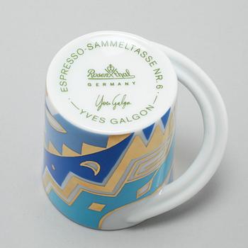 ESPRESSOKOPPAR MED FAT, 12 st espressokoppar, porslin, Rosenthal, 1980/90-tal.