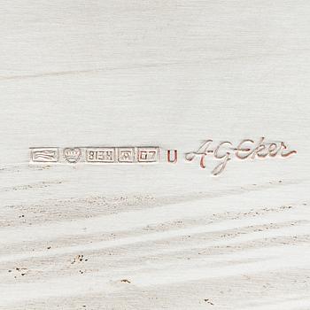 Anna-Greta Eker, A mahogany and silver sugar bowl and cream jug and a silver bowl, Auran Kultaseppä, Turku 1963-67.