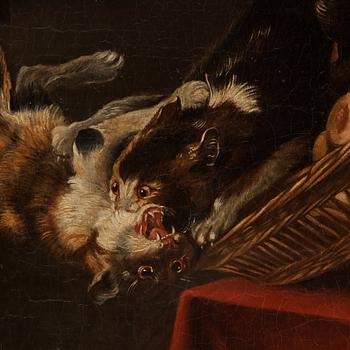 Frans Snyders Follower of, Cat and dog fight.