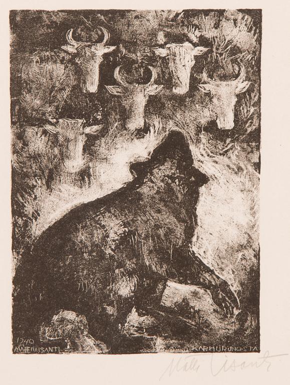 MATTI VISANTI, litografier, 3 st, signerade och i plåten daterade 1940.