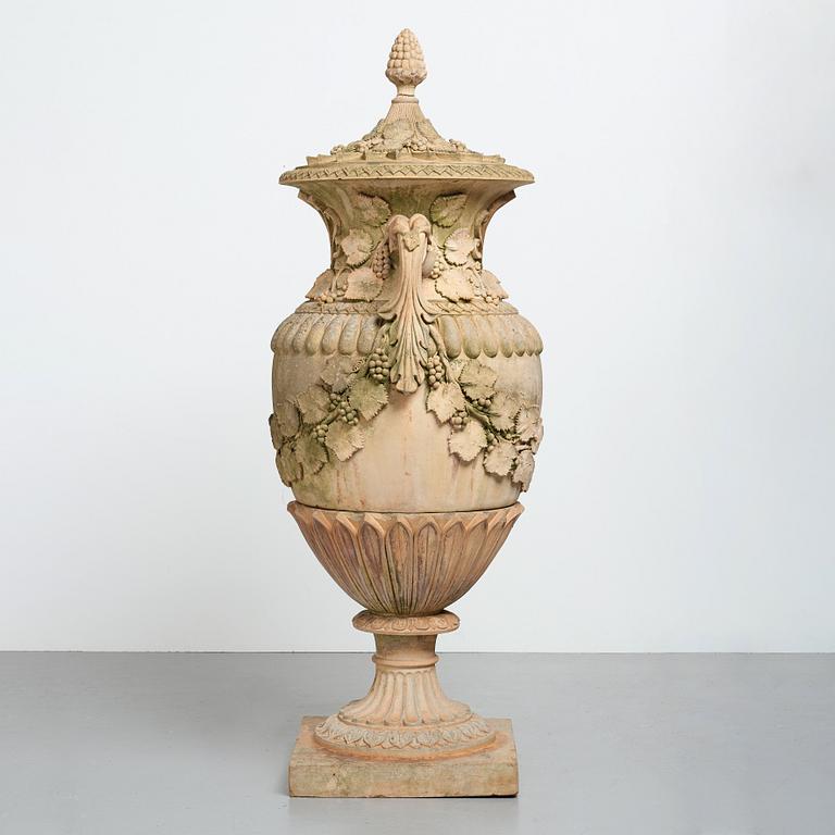 A Swedish Höganäs 1860's stoneware garden urn by Ferdinand Ring.