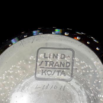 A Vicke Lindstrand glass vase and one Kosta vase, mid 20th century.