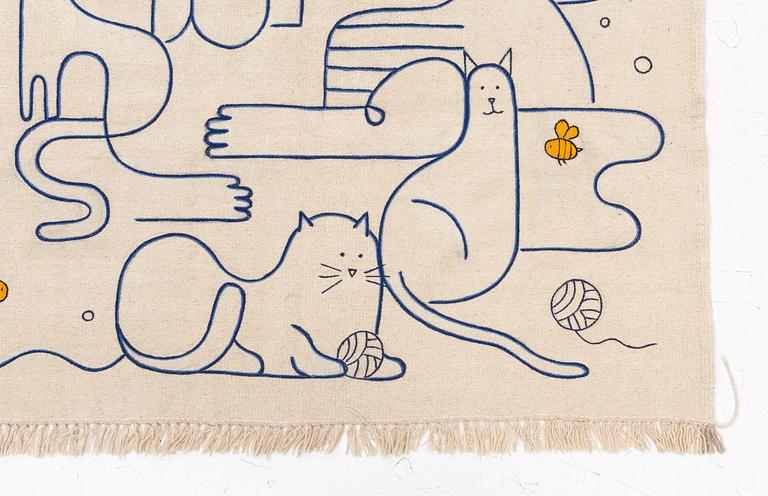 Matta, handbroderad Kelim, ca 197 x 149 cm.